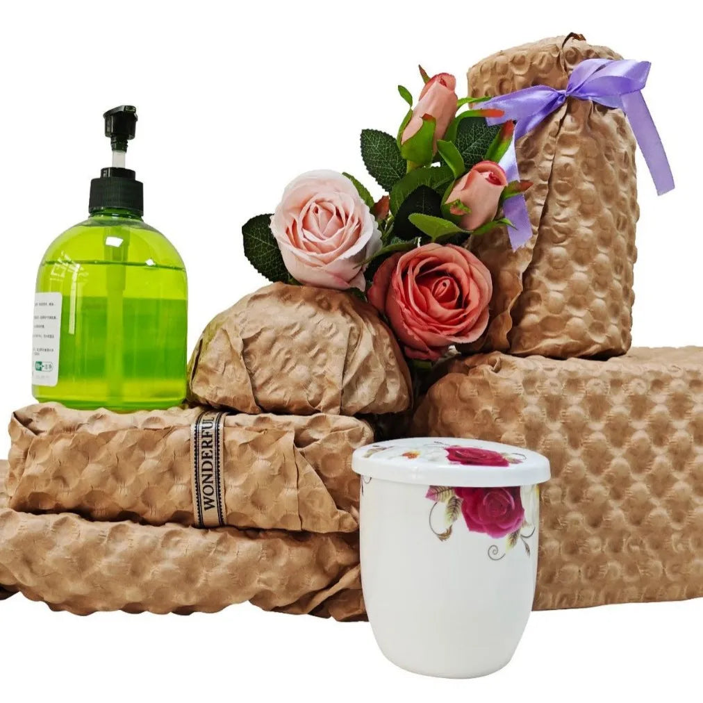 Biodegradable Bubble Wrap - 20m Length x 32cm Width, White/Natural/Black/Pink/Red, Eco-Friendly Kraft Paper Material