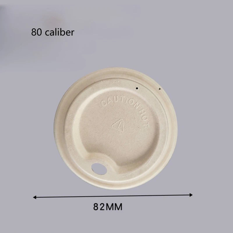 100pcs Disposable Coffee Cup Lids Cold and Hot Drinks Pulp Dust-proof Cup Lids Household Biodegradable 80/90 Caliber Tableware