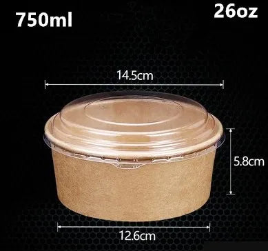 Kraft Paper Bowls 15pcs - 500ml/750ml Salad & Snack Containers
