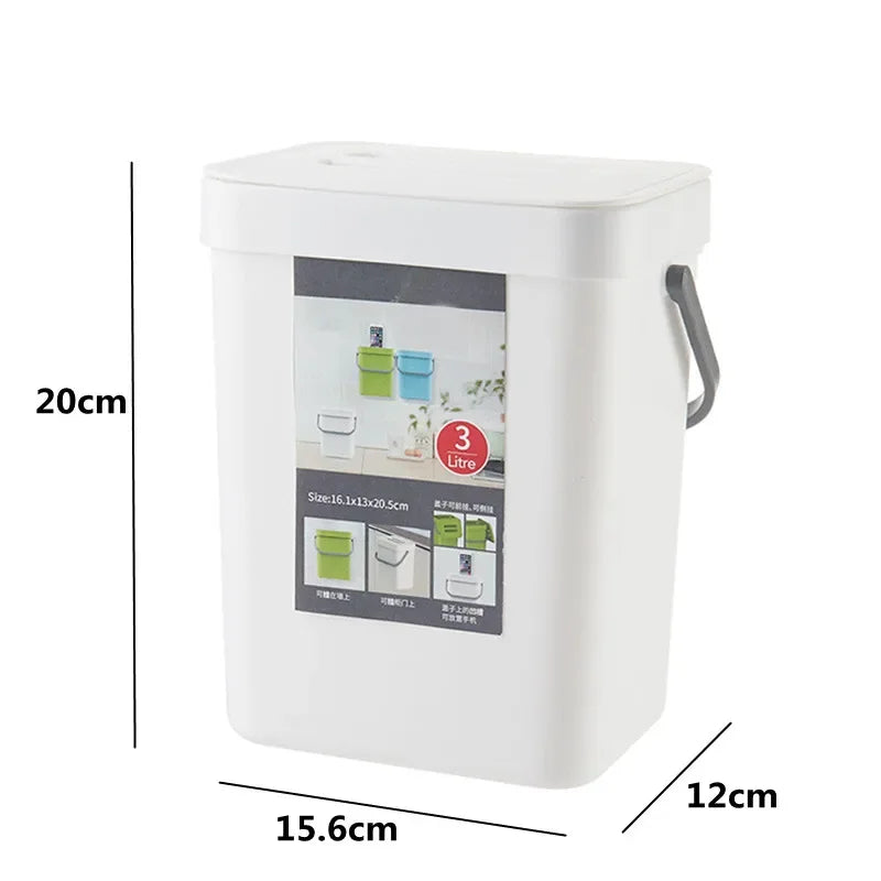 Wall Mounted Kitchen Trash Bin with Lid - Space Saver