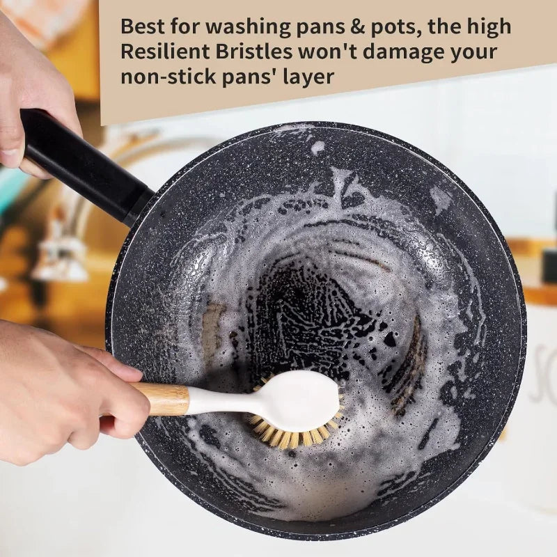 Cast Iron & Dish Brush Set: 2-Pack Skillet Scrubbers