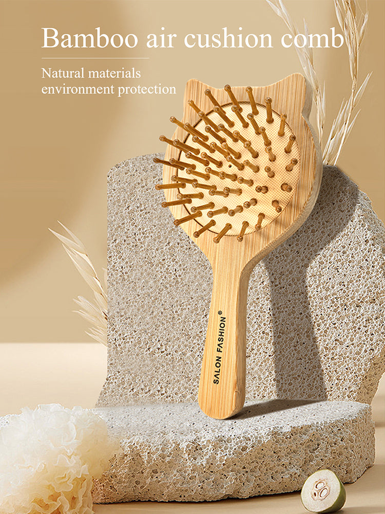 Bamboo Hair Brush - Anti-Static Wooden Scalp Massager
