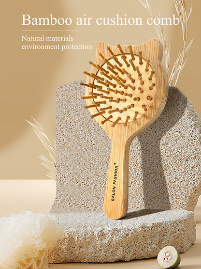Bamboo Hair Brush - Anti-Static Wooden Scalp Massager