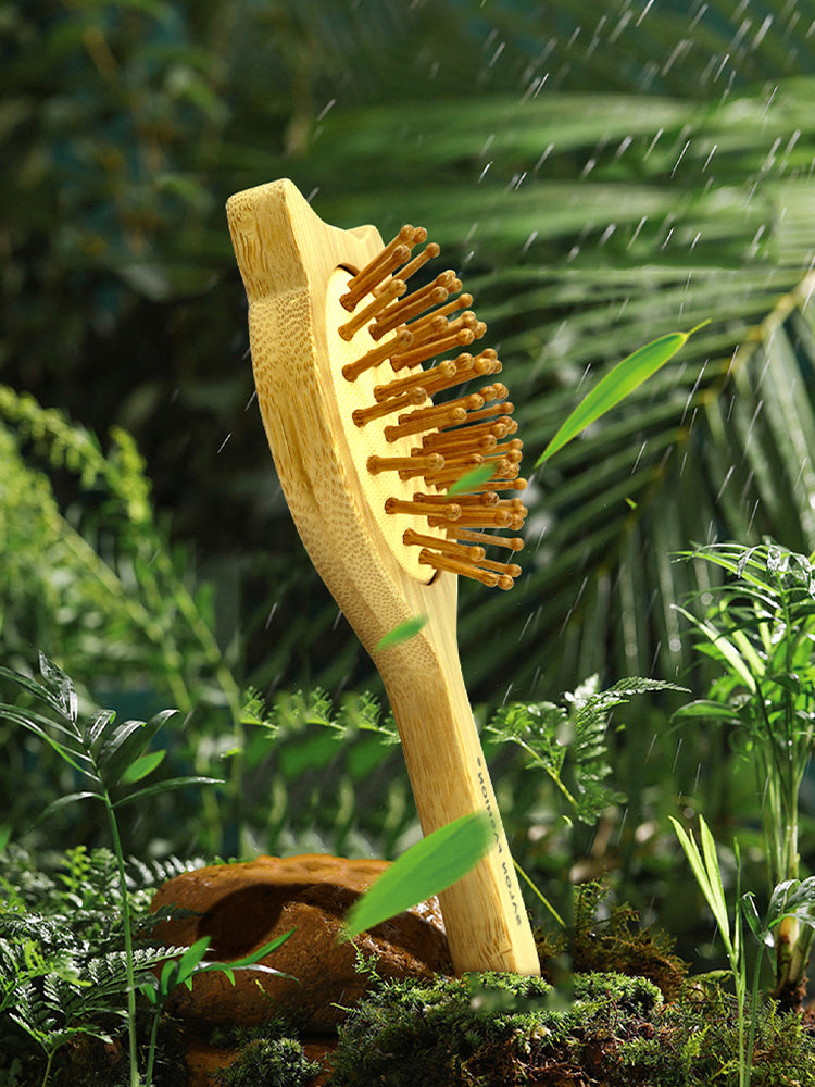 Bamboo Hair Brush - Anti-Static Wooden Scalp Massager