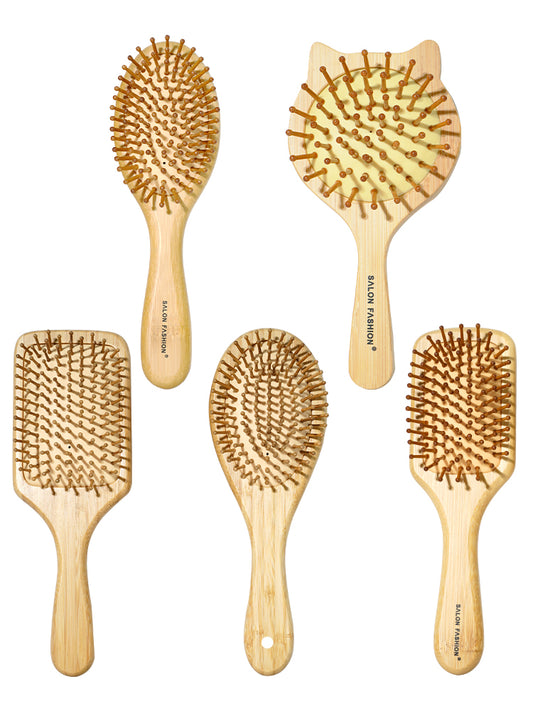 Bamboo Hair Brush - Anti-Static Wooden Scalp Massager