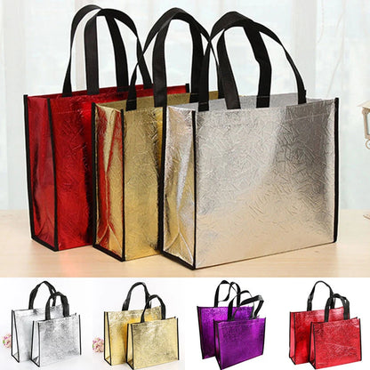 Foldable Laser Shopping Bag Reusable Eco-friendly Tote Waterproof Fabric Non-woven Bag Large Capacity Travel Storage Bag
