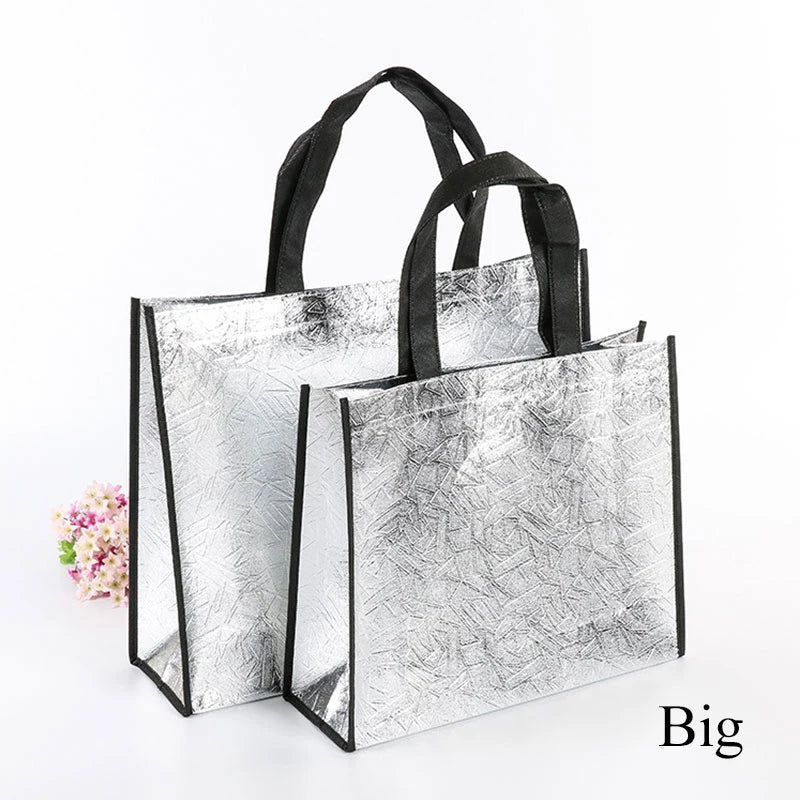Foldable Laser Shopping Bag Reusable Eco-friendly Tote Waterproof Fabric Non-woven Bag Large Capacity Travel Storage Bag
