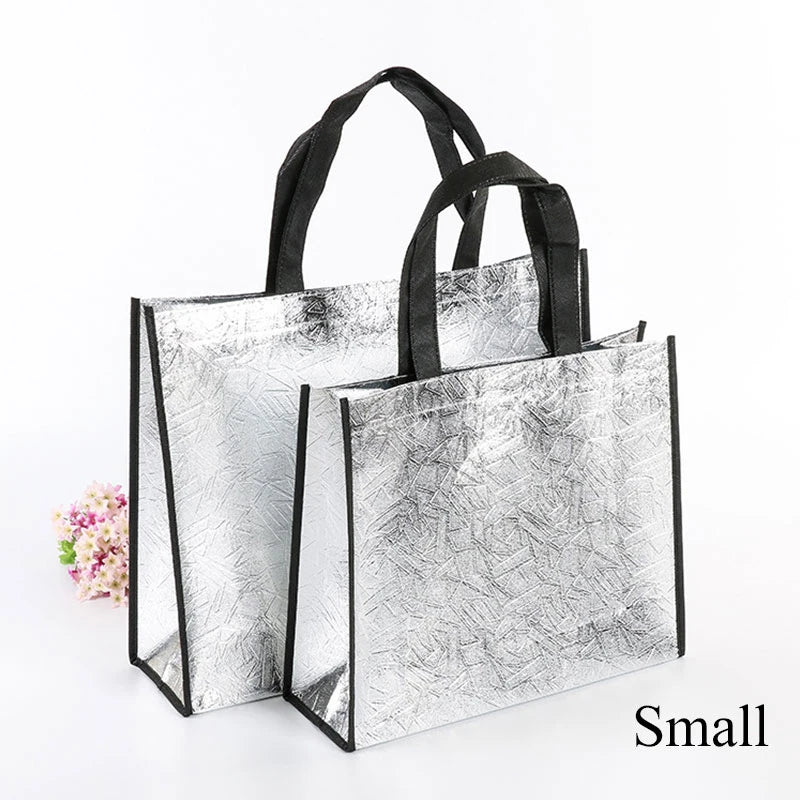 Foldable Laser Shopping Bag Reusable Eco-friendly Tote Waterproof Fabric Non-woven Bag Large Capacity Travel Storage Bag