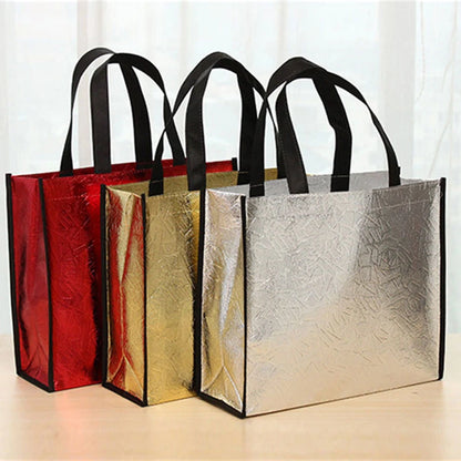 Foldable Laser Shopping Bag Reusable Eco-friendly Tote Waterproof Fabric Non-woven Bag Large Capacity Travel Storage Bag