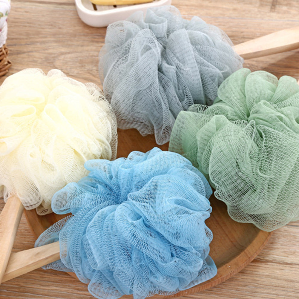 Bath Scrubber - Wooden Long Handle Soft Nylon Mesh Scrubber