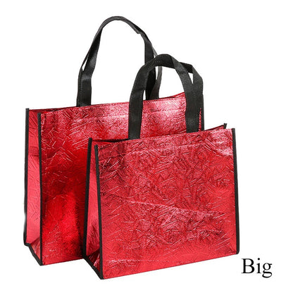 Foldable Laser Shopping Bag Reusable Eco-friendly Tote Waterproof Fabric Non-woven Bag Large Capacity Travel Storage Bag