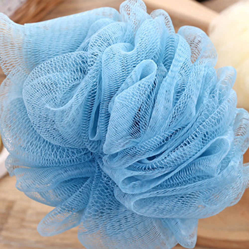 Bath Scrubber - Wooden Long Handle Soft Nylon Mesh Scrubber