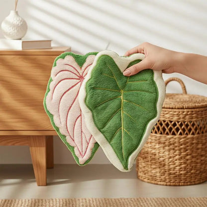 Leaf Shaped Hanging Hand Towel Eco Friendly Soft Microfiber for Bathroom Kitchen Home Daily Cleaning