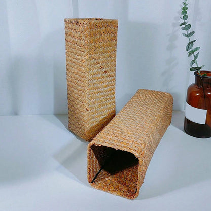 Handmade Woven Flower Vase - Creative Basket Decor