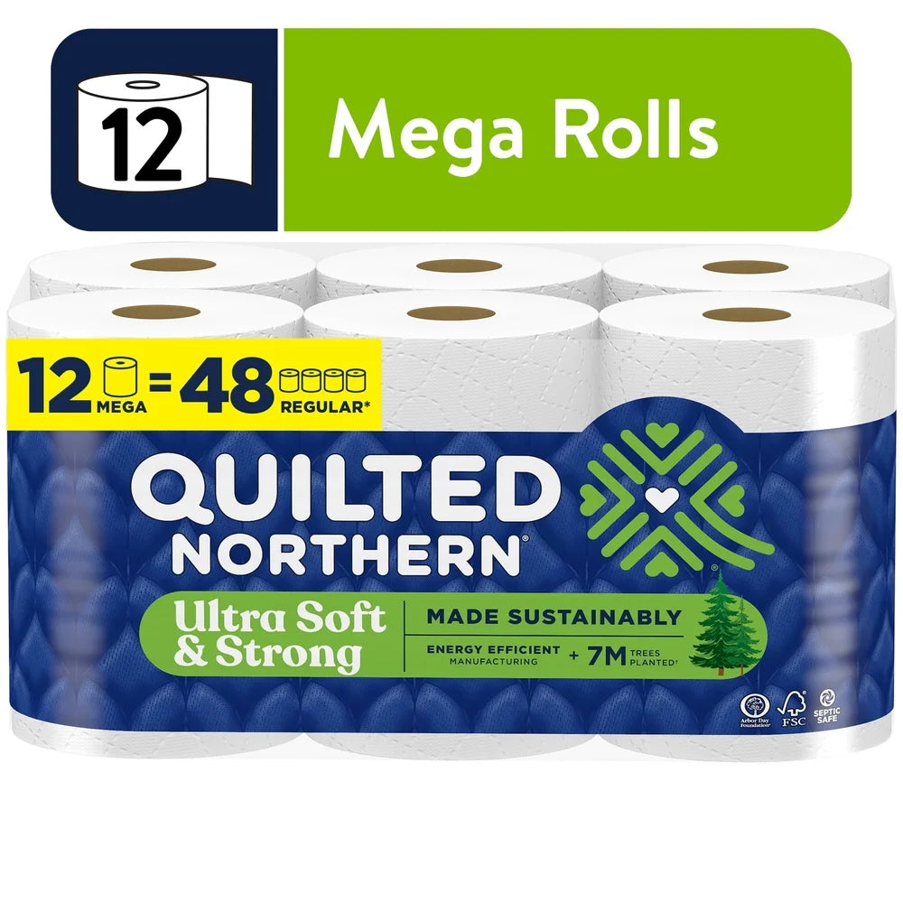 Eco-Friendly 2 Ply Bamboo Toilet Tissue Paper 12 Mega Rolls Ultra Soft
