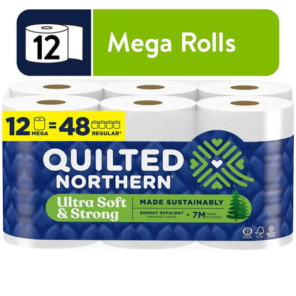 Eco-Friendly 2 Ply Bamboo Toilet Tissue Paper 12 Mega Rolls Ultra Soft
