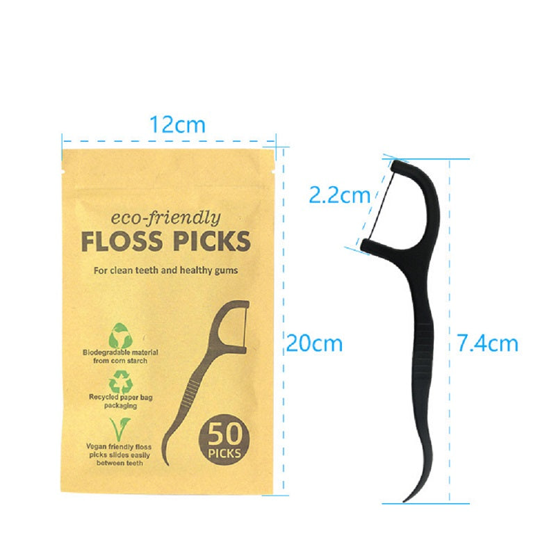 Dental Floss: Eco-Friendly PLA Dental Floss Sticks - 50 Pack