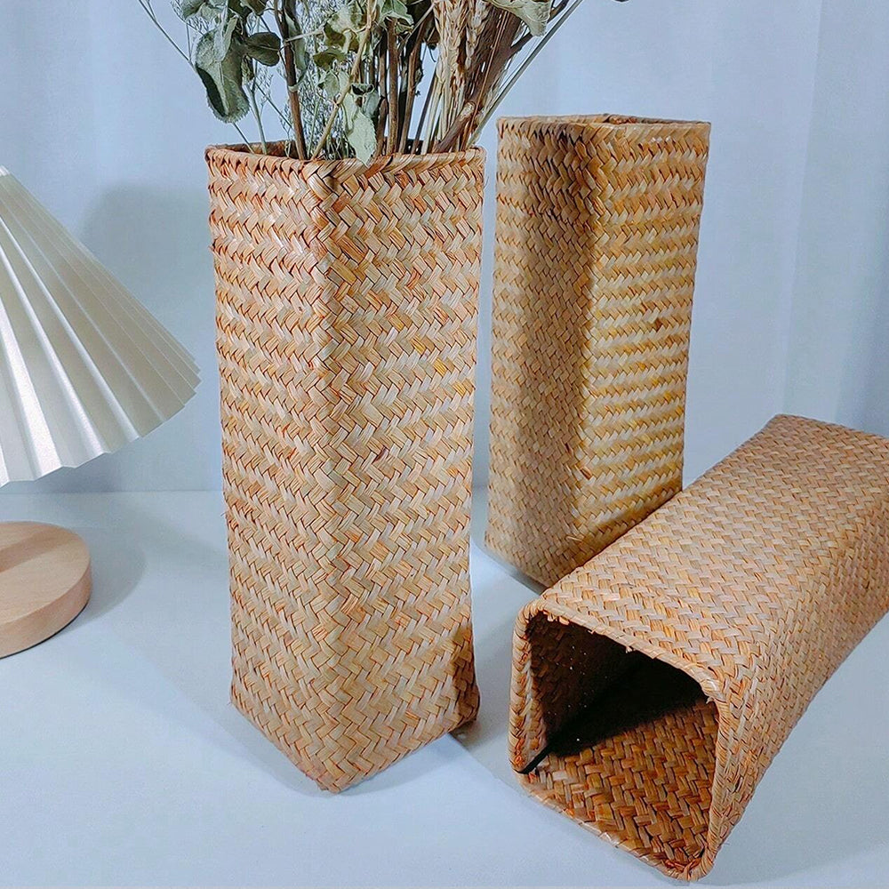 Handmade Woven Flower Vase - Creative Basket Decor