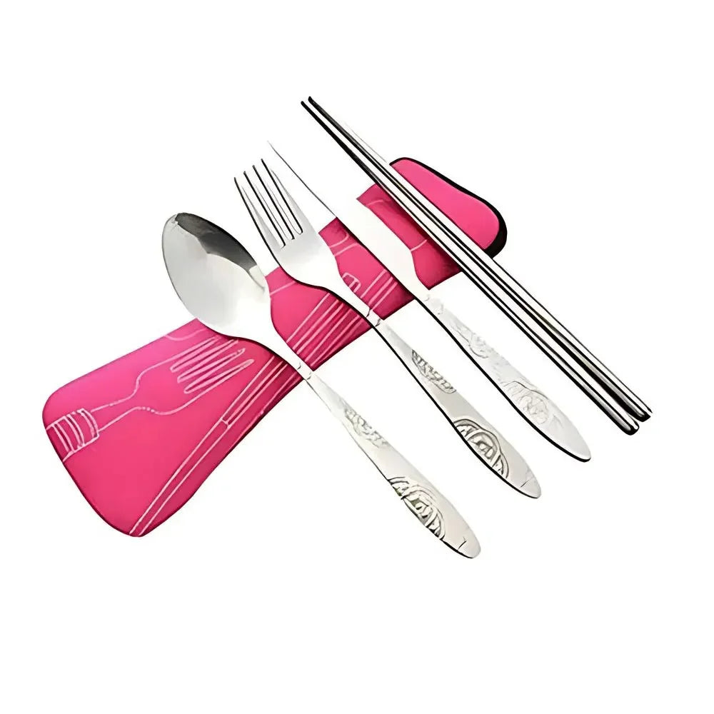 Bamboo Kitchen Utensils: Cutlery Set Eco-Friendly Travel Utensils with Case