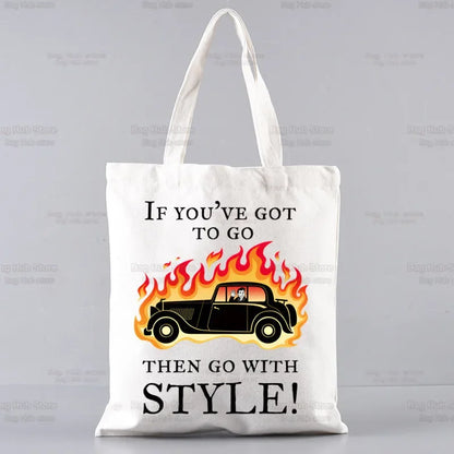 Good Omens Grow Better Reusable Shopping Bag Women Canvas Tote Bags Printing Eco Bag Cartoon Shopper Shoulder Bags