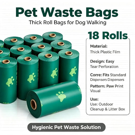 18 Rolls Dog Poop Bags, 270 Counts 13 x 9 in, Sturdy & Thick Pet Waste Bags, Biodegradable HDPE Waste Bag Refill Rolls, Leak-Proof Unscented Trash Bag for Doggie Cat Pet, Dispenser Not Included