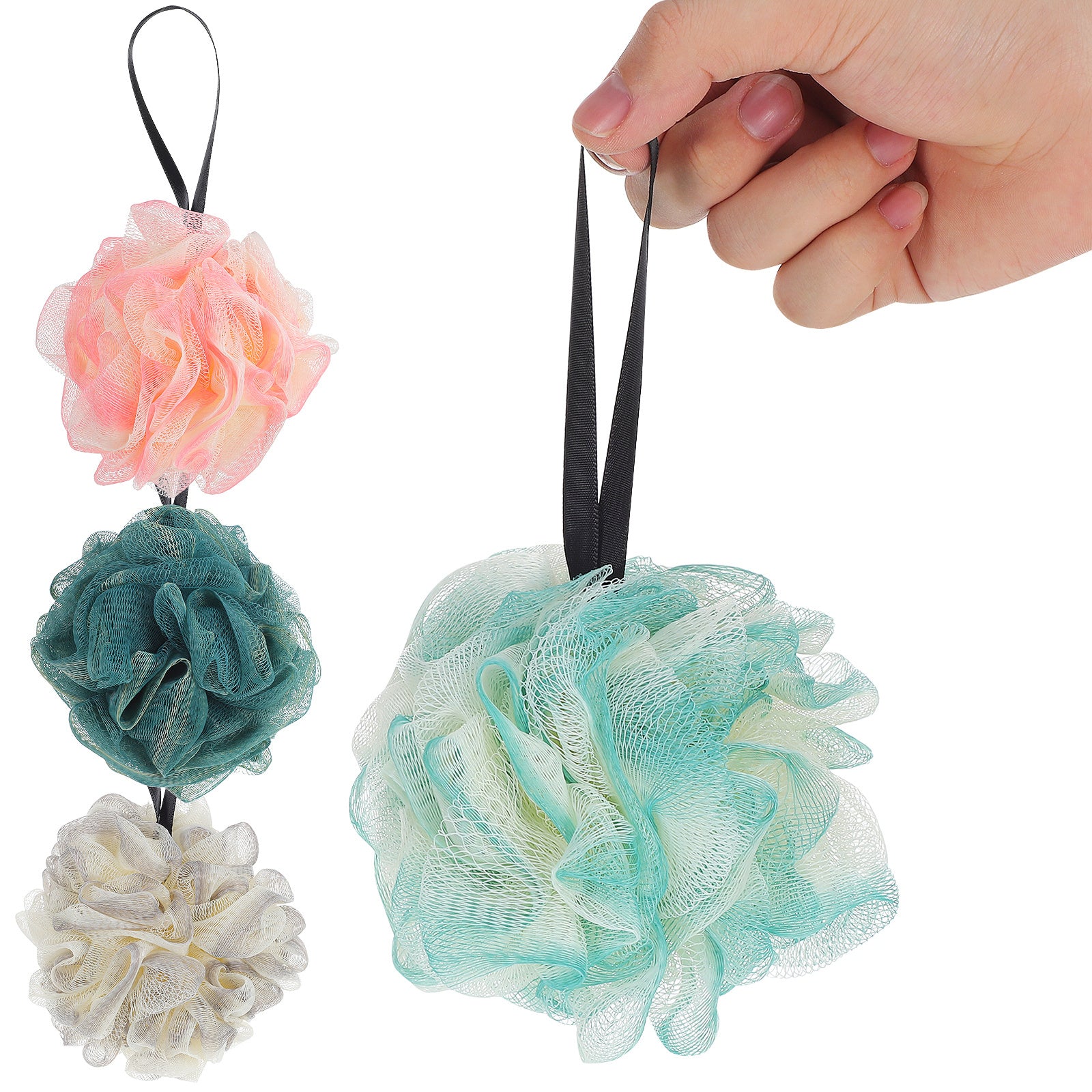 Loofah Sponge: Exfoliating Shower Scrubbers - 4Pcs Colorful Bath Essentials