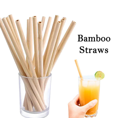 Natural Bamboo Drinking Straw 7.8" Eco-friendly Reusable Straws Dishwasher Safe Durable Compostable Straws come with Clean Brush