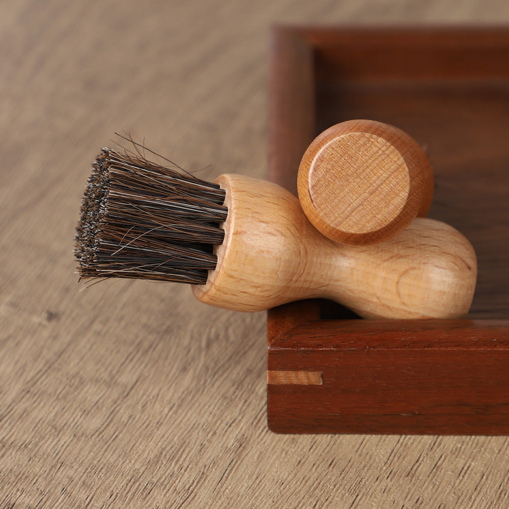 Mini Horse Hair Shoe Brush - Soft Fur Leather Care