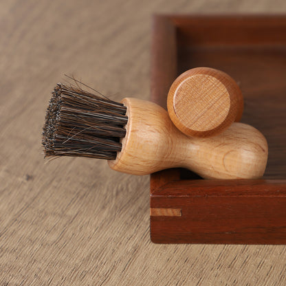 Mini Horse Hair Shoe Brush - Soft Fur Leather Care