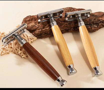 Double Edge  Razor, Wood Zinc Alloy Handle Razor, Eco Friendly Safety Razors for Women/Men Ladies Shaver