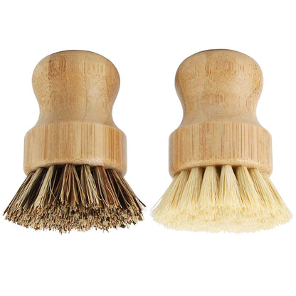 Bamboo Dish Scrub Brushes - Natural Sisal, Eco-Friendly Cleaning