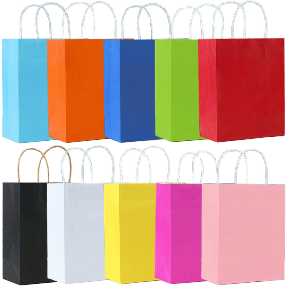 Paper Bags: Candy Colorful Kraft Paper Bags - 5/10/15/20/25pcs with Handles