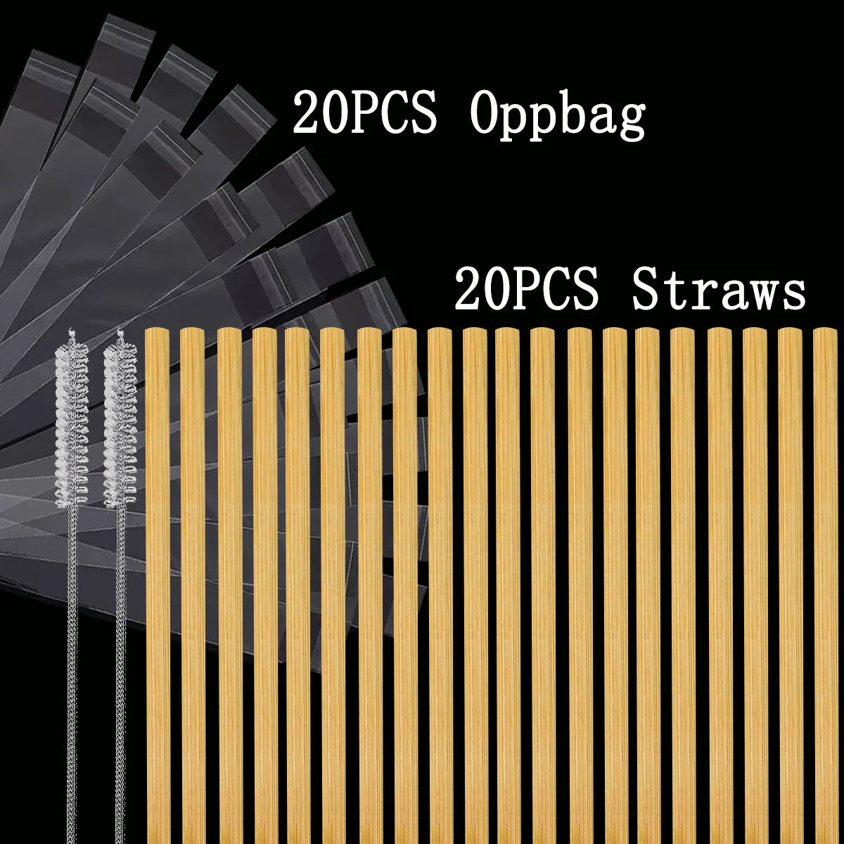 Natural Bamboo Drinking Straw 7.8" Eco-friendly Reusable Straws Dishwasher Safe Durable Compostable Straws come with Clean Brush
