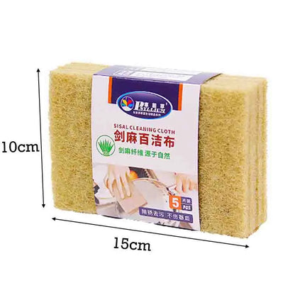 5PCS Sisal Kitchen Cleaning Cloth Eco-friendly Plant Cleaning Sponge for Pot Bowl Dishwashing Cloth Kitchen Accessories