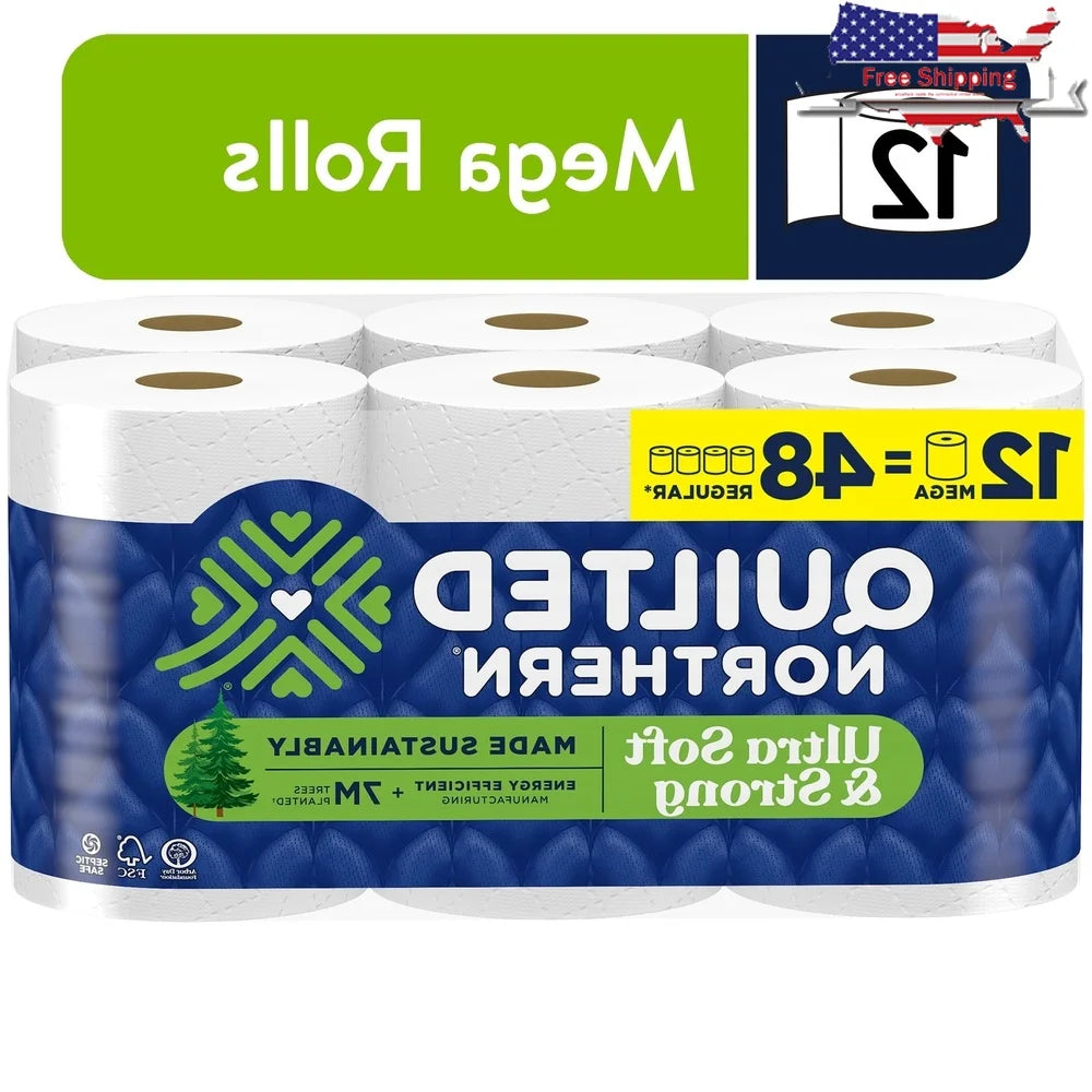 Eco-Friendly 2 Ply Bamboo Toilet Tissue Paper 12 Mega Rolls Ultra Soft