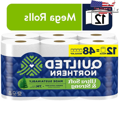 Eco-Friendly 2 Ply Bamboo Toilet Tissue Paper 12 Mega Rolls Ultra Soft