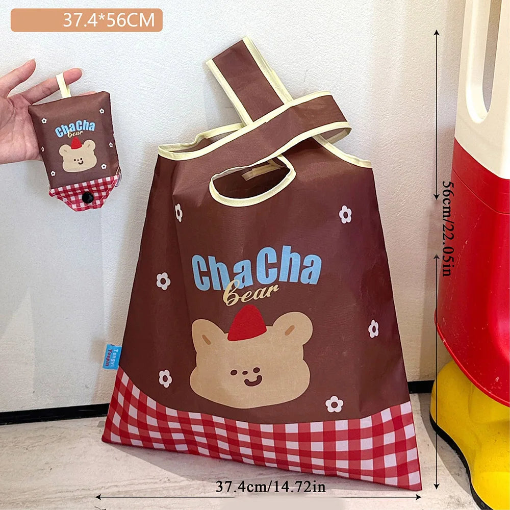 Cute Large Capacity Shopping Bag Supermarket Eco-Friendly Bag Foldable Tote Pouch Easy To Carry Bag Together Cartoon Handbag
