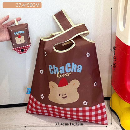 Cute Large Capacity Shopping Bag Supermarket Eco-Friendly Bag Foldable Tote Pouch Easy To Carry Bag Together Cartoon Handbag