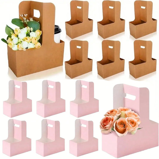 Kraft Paper Flower Bouquet Gift Bags with Handle