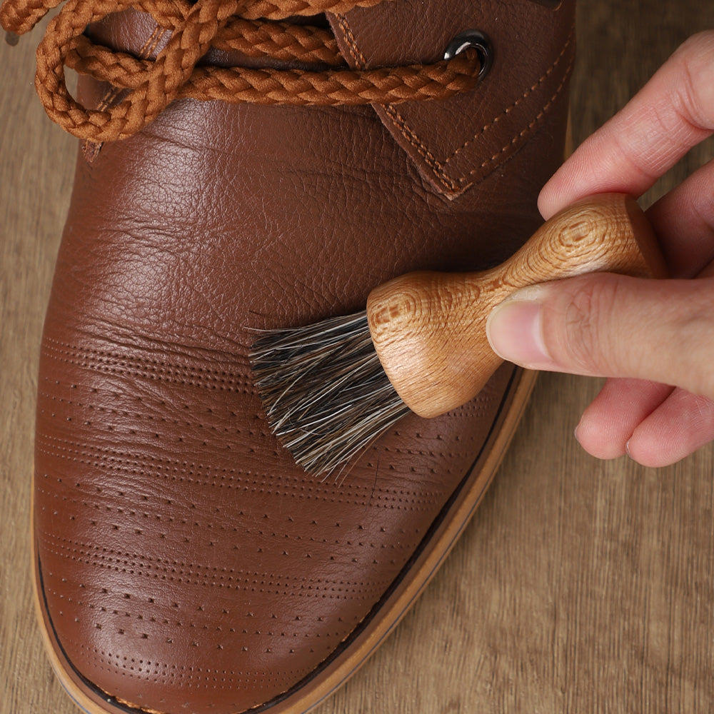 Mini Horse Hair Shoe Brush - Soft Fur Leather Care