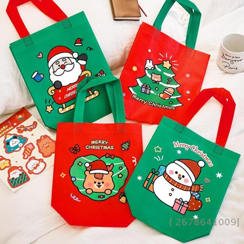 Christmas Tote Bags 5/10Pcs - Eco-Friendly Party Favors