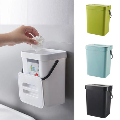 Wall Mounted Kitchen Trash Bin with Lid - Space Saver