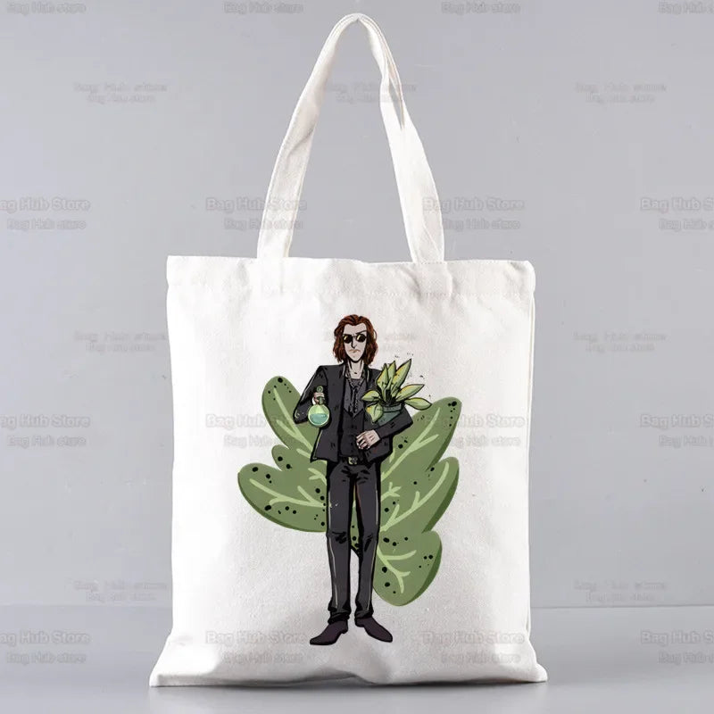 Good Omens Grow Better Reusable Shopping Bag Women Canvas Tote Bags Printing Eco Bag Cartoon Shopper Shoulder Bags