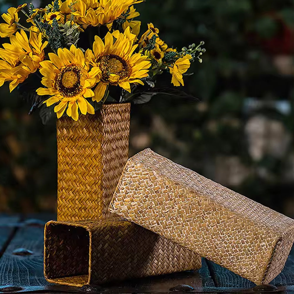 Handmade Woven Flower Vase - Creative Basket Decor