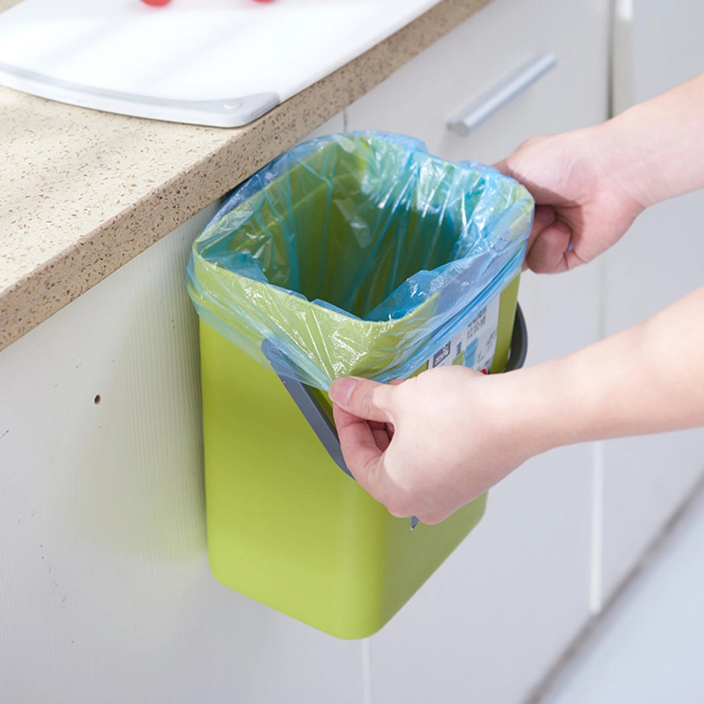 Wall Mounted Kitchen Trash Bin with Lid - Space Saver