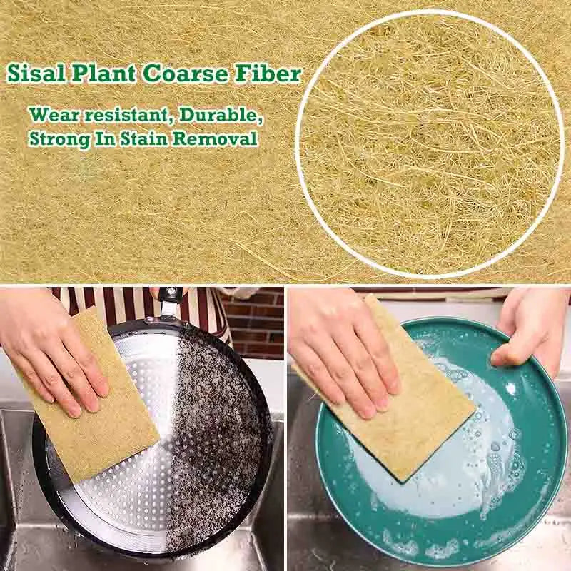 5PCS Sisal Kitchen Cleaning Cloth Eco-friendly Plant Cleaning Sponge for Pot Bowl Dishwashing Cloth Kitchen Accessories