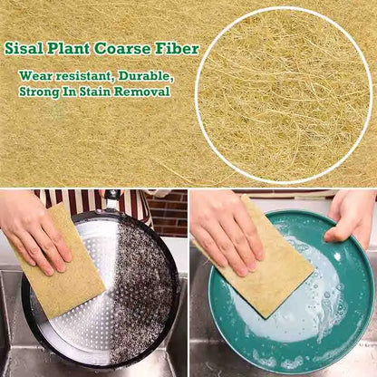 5PCS Sisal Kitchen Cleaning Cloth Eco-friendly Plant Cleaning Sponge for Pot Bowl Dishwashing Cloth Kitchen Accessories
