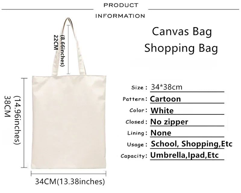 Good Omens Grow Better Reusable Shopping Bag Women Canvas Tote Bags Printing Eco Bag Cartoon Shopper Shoulder Bags