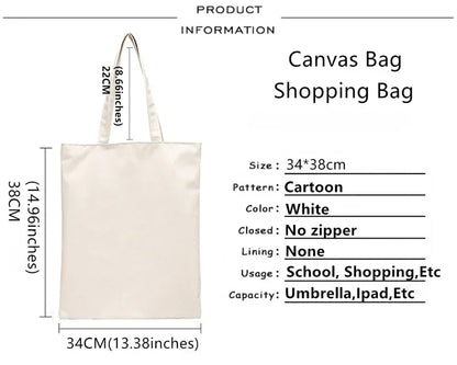 Good Omens Grow Better Reusable Shopping Bag Women Canvas Tote Bags Printing Eco Bag Cartoon Shopper Shoulder Bags