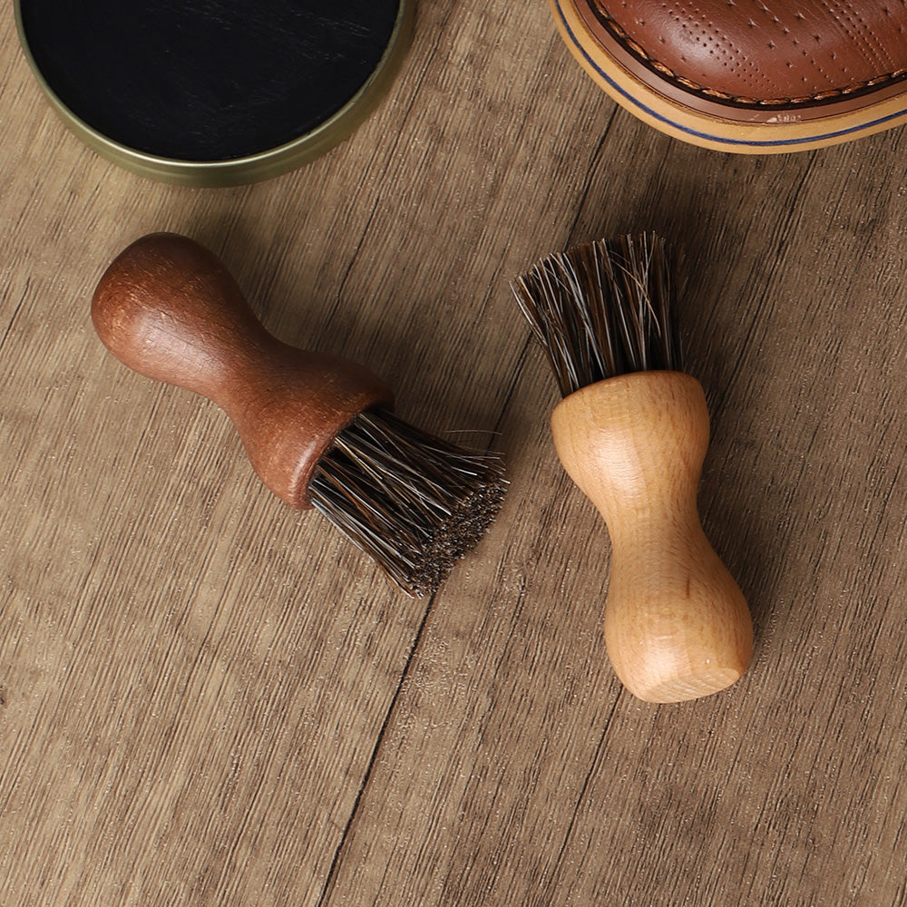 Mini Horse Hair Shoe Brush - Soft Fur Leather Care
